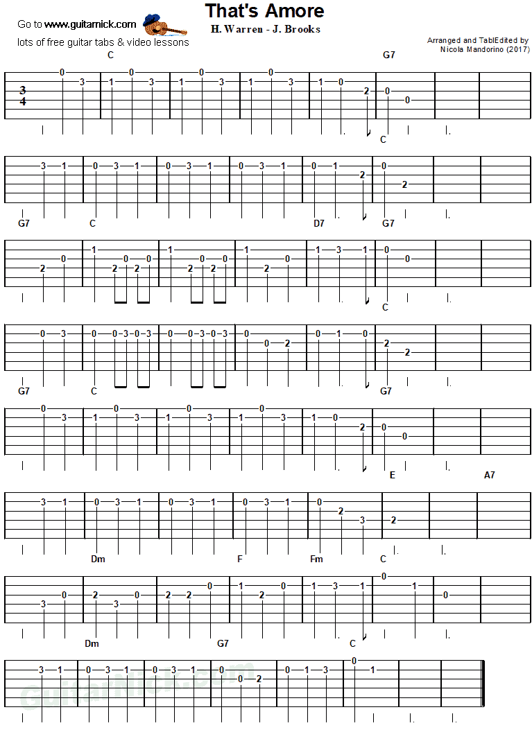 That's Amore - easy guitar tab