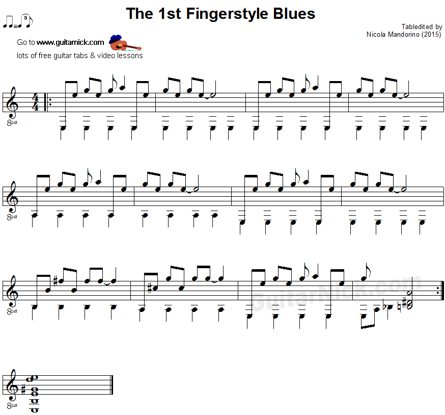 The 1st Fingerstyle Blues - guitar sheet music