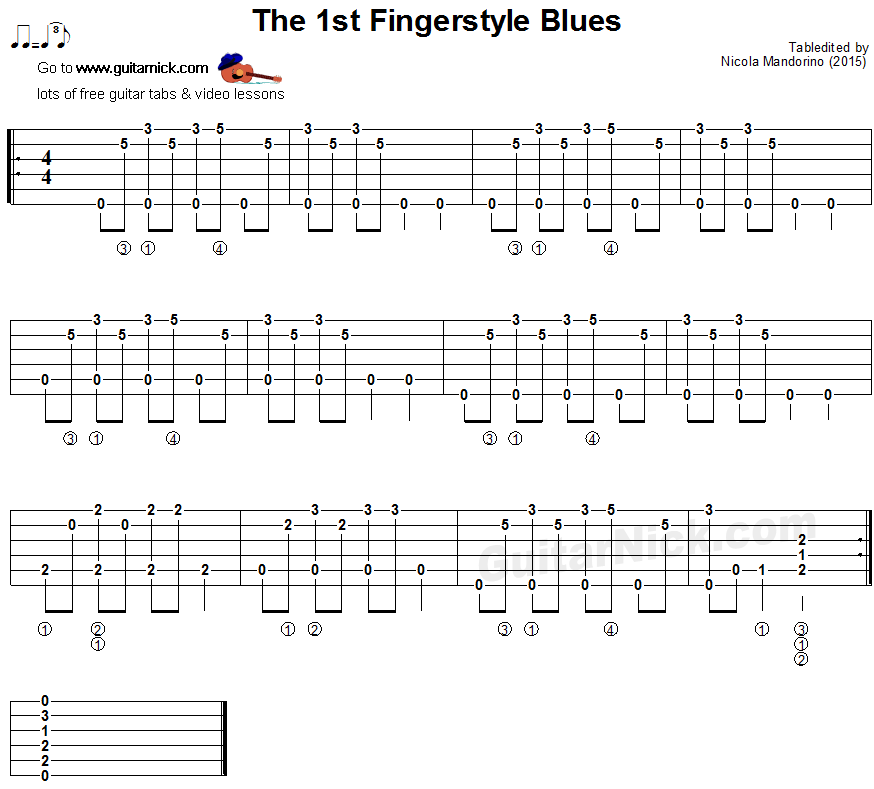 The 1st Fingerstyle Blues - guitar tablature
