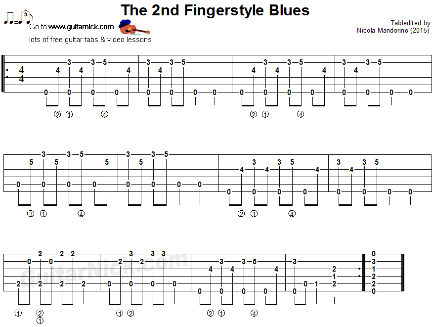 The 2nd fingerstyle blues - guitar tablature