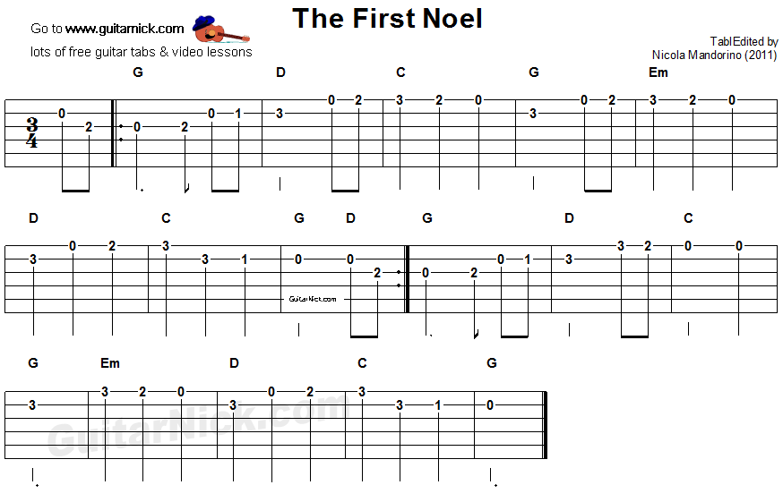 The First Noel - easy guitar tab