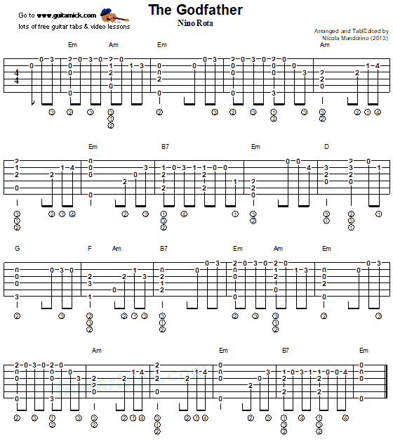 The Godfather - fingerstyle guitar tab
