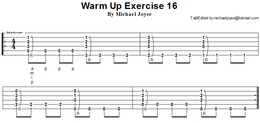 Warm up fingerstyle guitar lesson 16
