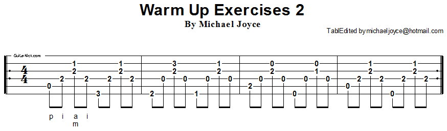 Warm up fingerstyle guitar lesson 2