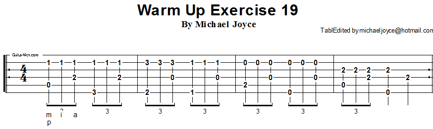 Warm Up fingerstyle exercise 19