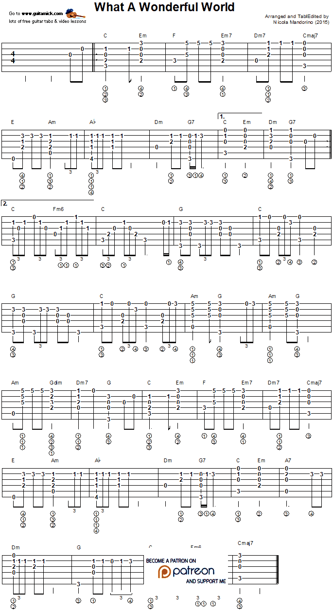 What A Wonderful World - Fingerstyle Guitar Tab