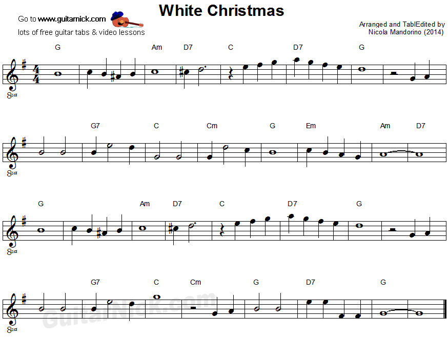 White Christmas - easy guitar sheet music