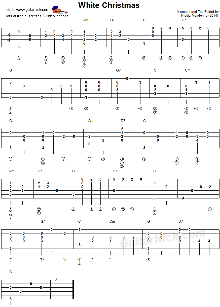 White Christmas - fingerstyle guitar tablature