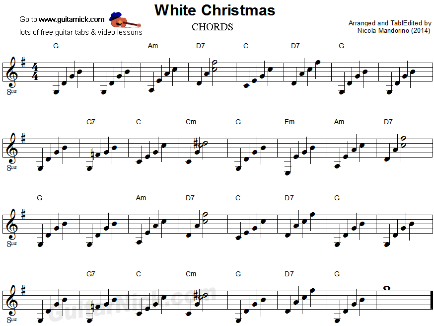 White Christmas - guitar chords sheet music