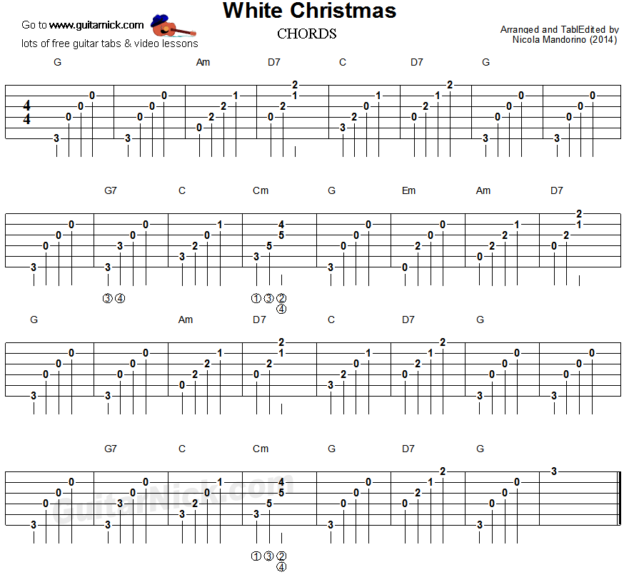White Christmas - guitar chords tab