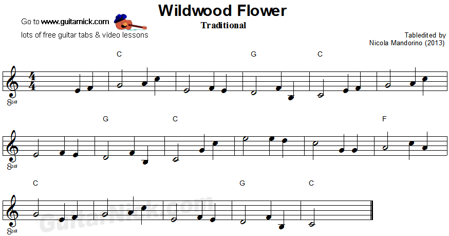 Willdwood Flower - easy guitar sheet music