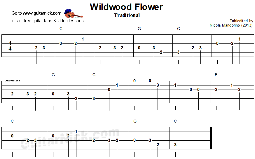 Willdwood Flower - easy guitar tablature