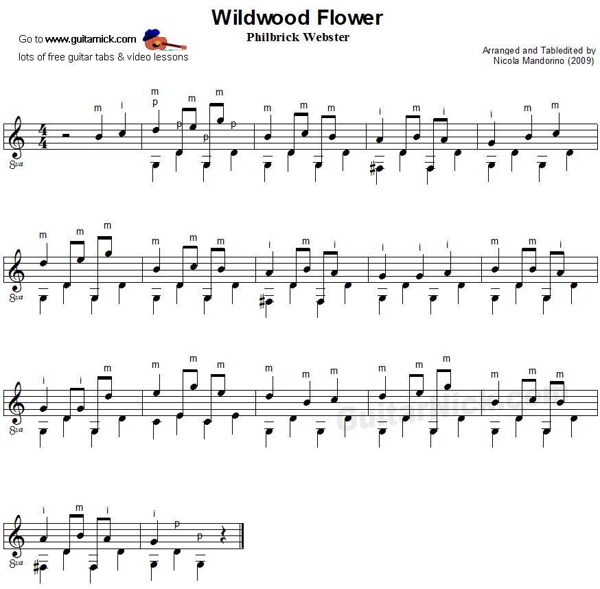 Wildwood Flower - fingerpicking guitar sheet music