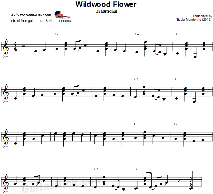 Wildwood Flower - flatpicking guitar sheet music