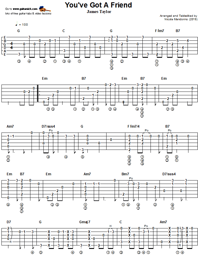 You've Got A Friend - Fingerstyle Guitar Tab 1